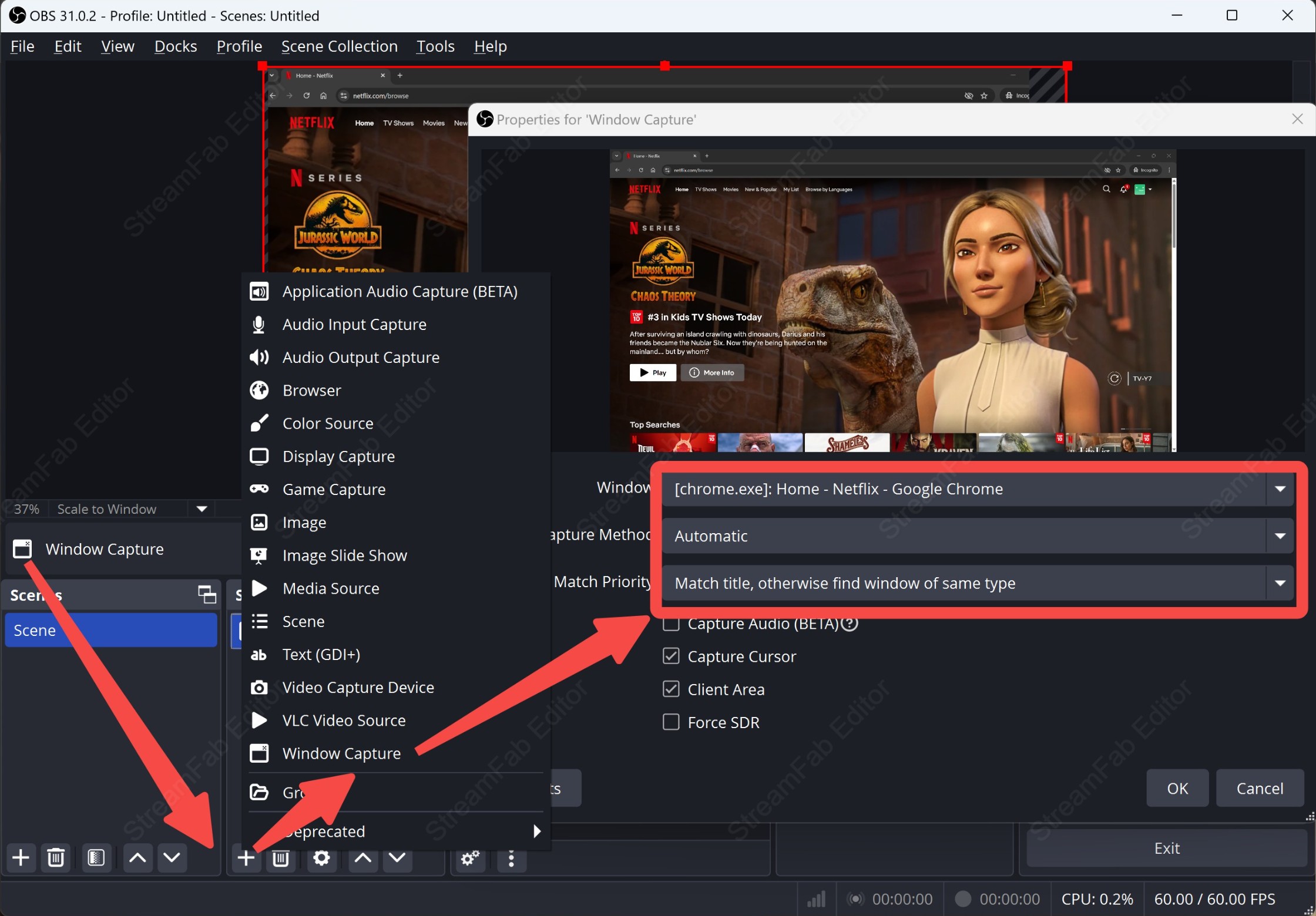 Comment enregistrer Netflix avec OBS : Étape 2