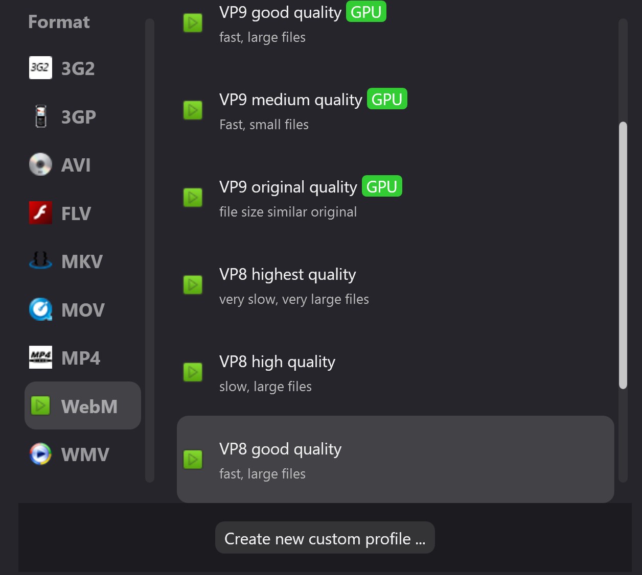 Audials One output format selector showing MP4 MKV and audio-only options