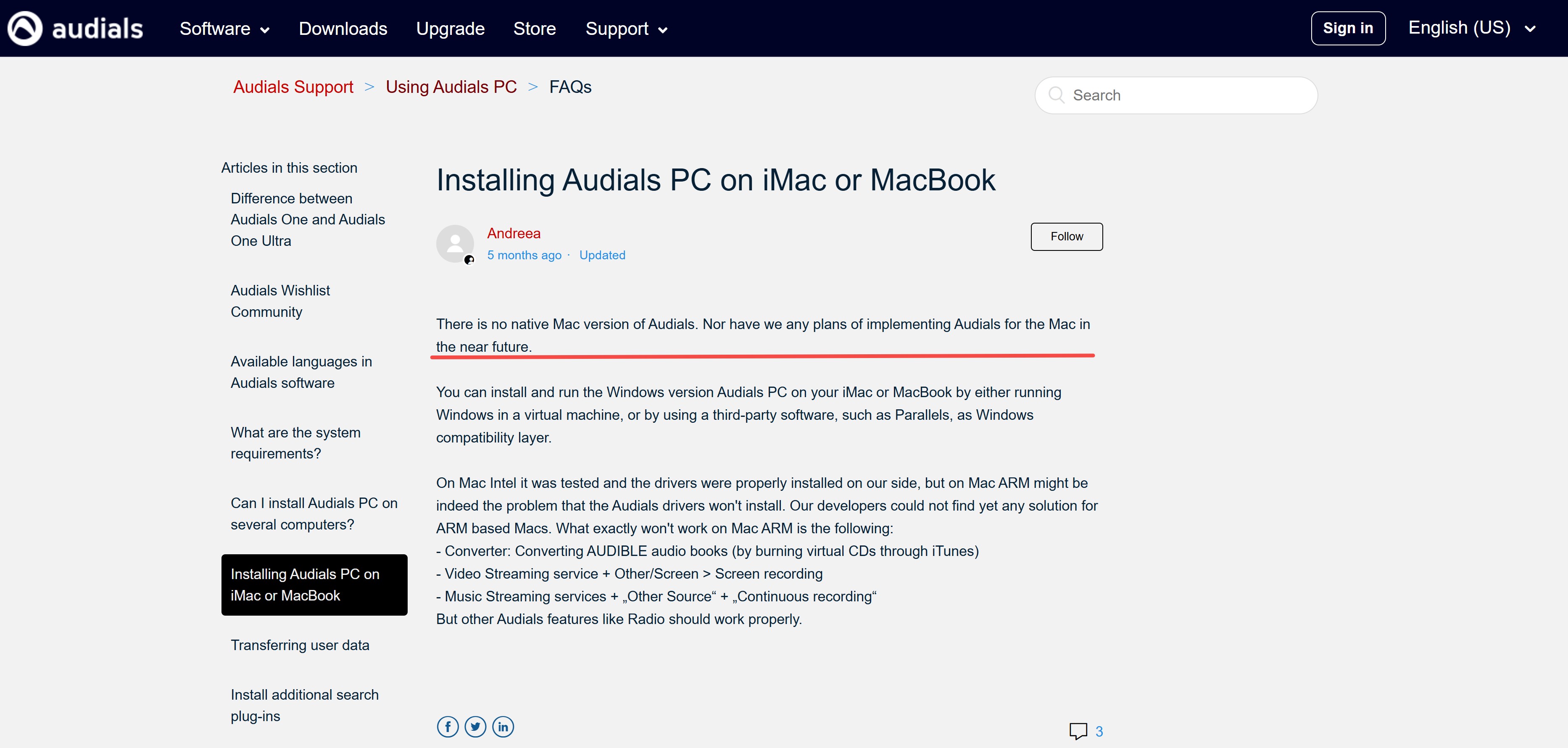 Audials One Windows-only platform support with no macOS version available