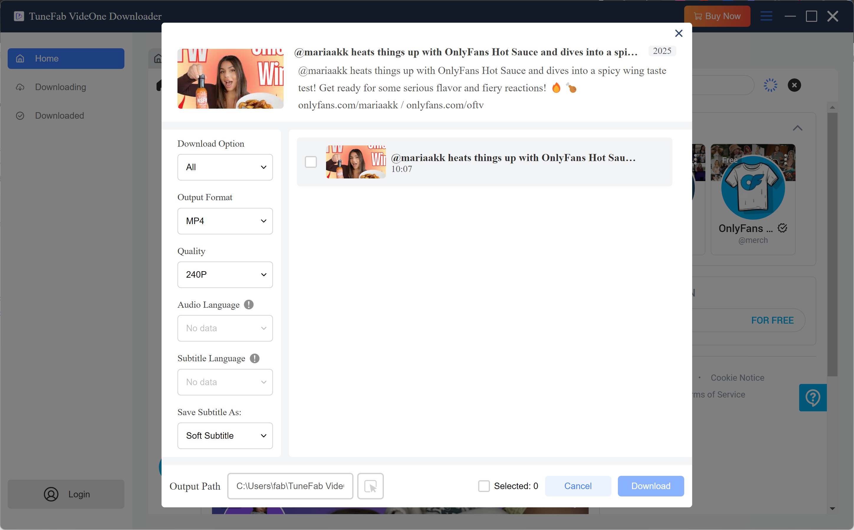 TuneFab OnlyFans Downloader review: How-to-use Step 3