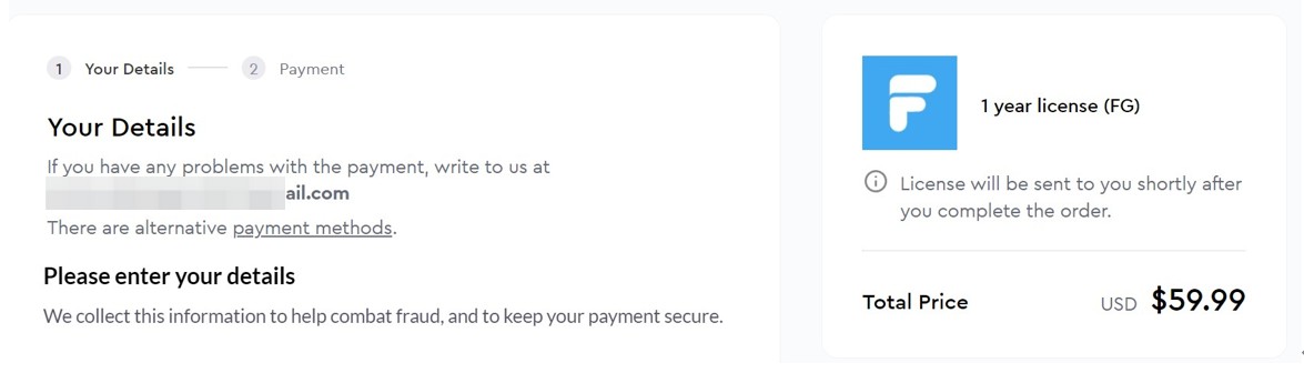FlixGrab+購入ページで料金プランを確認する画面