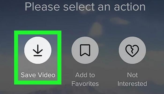 TikTok in-app Save Video button on the share sheet for downloading a video to phone gallery