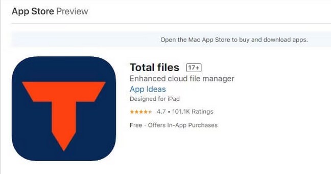 Total Files iOS app paste-link interface used as a TikTok video downloader on iPhone and iPad