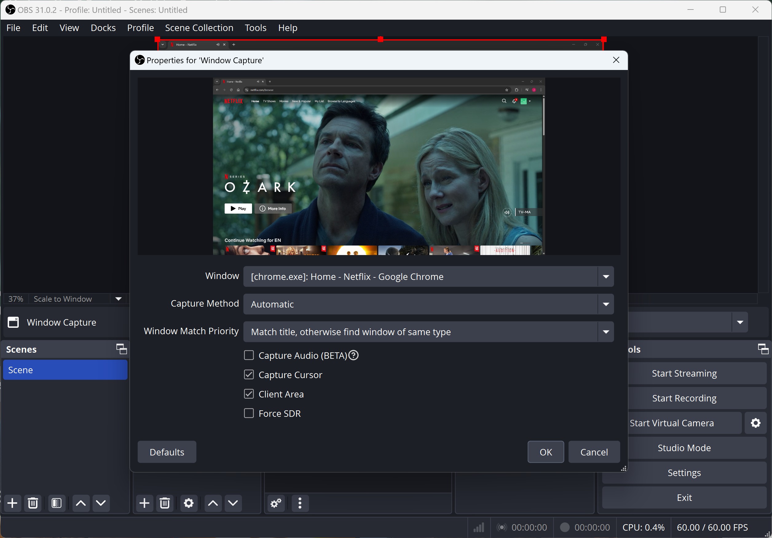 如何使用 OBS 錄製 Netflix 步驟 3