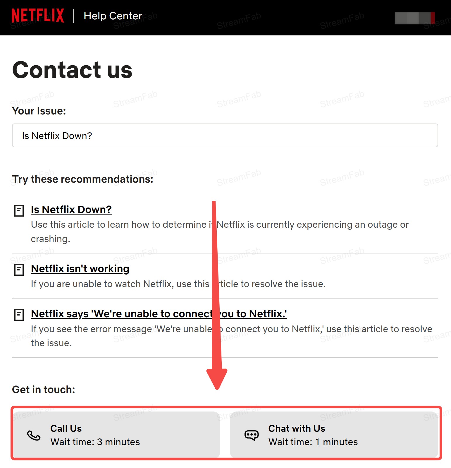contact the official to troubleshoot is netflix down