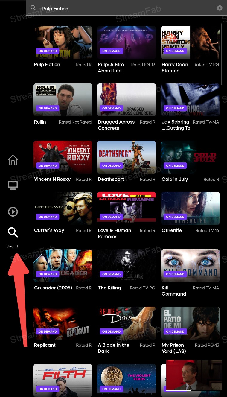 Use the direct search function to search on Pluto TV