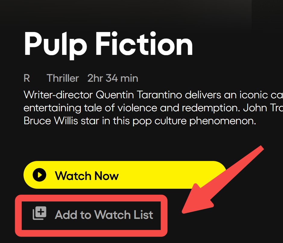 Search on Pluto TV on unsupported devices by adding the aim titles to watchlist