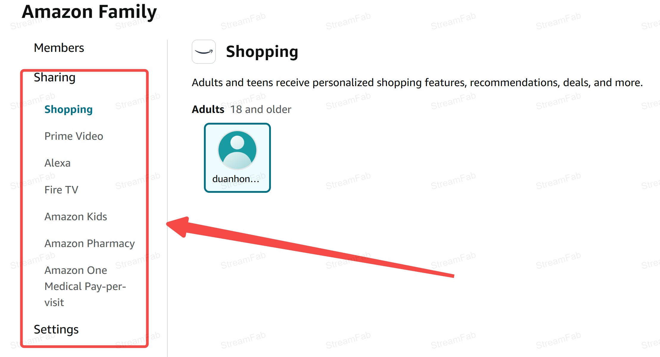 How to manage the Amazon Prime content you shared with family step 2