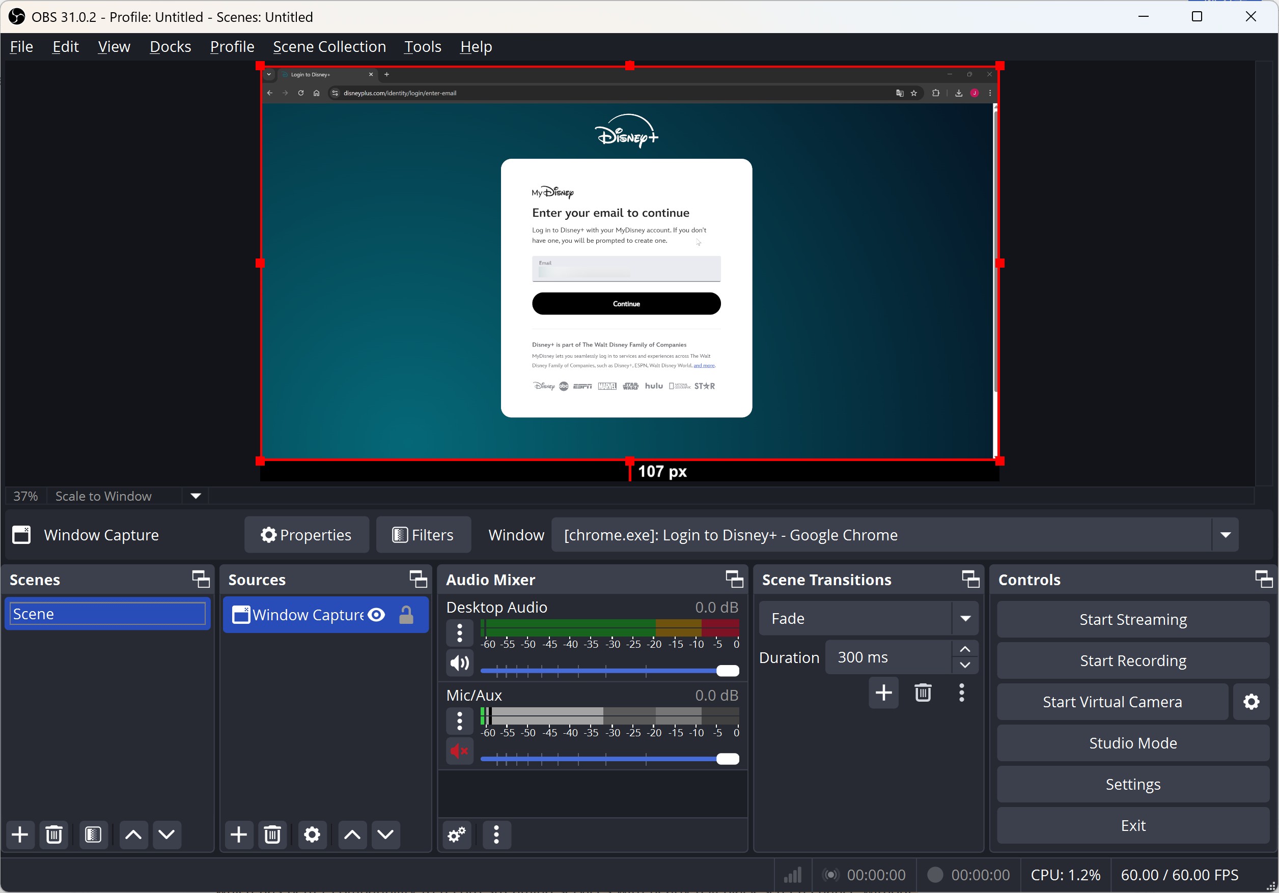 How to screen record Disney Plus on Windows with OBS: step 3