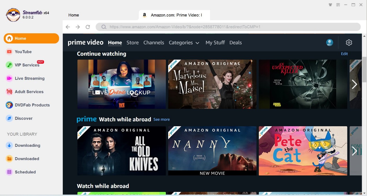 Descargar películas alquiladas en Amazon con StreamFab Amazon Downloader: paso 2