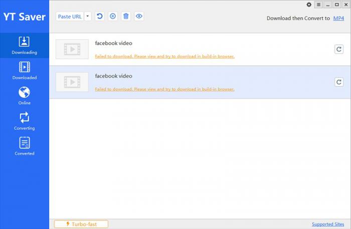 Facebook ビデオをダウンロード失敗