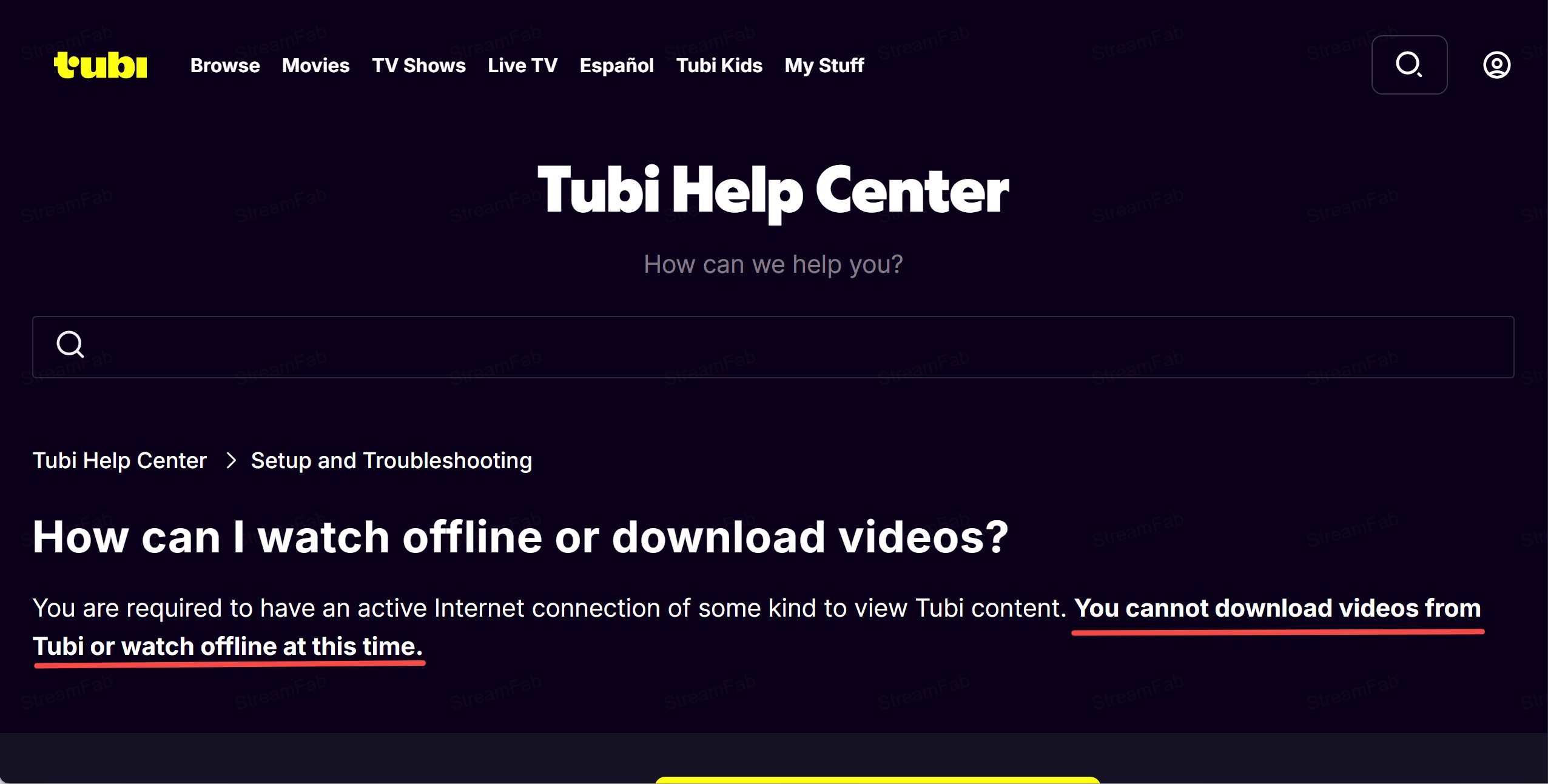 Tubi has no official MP4 export in 2026 across desktop and mobile