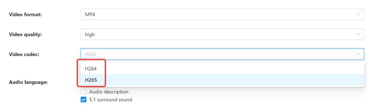 MovPilot Amazon Prime Downloader review: selectable video codecs