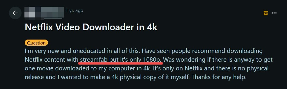 Currently StreamFab is only for 1080p but not 4k Netflix movies