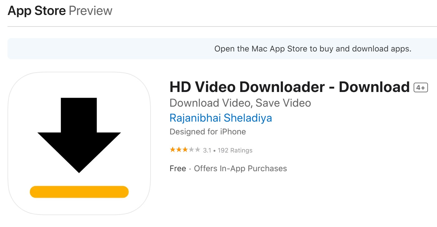 HD Video Downloader detection and iPhone playback screen