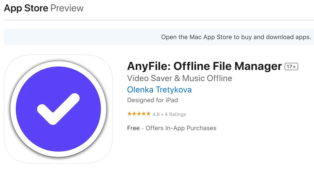 AnyFile offline file manager and iPhone media storage