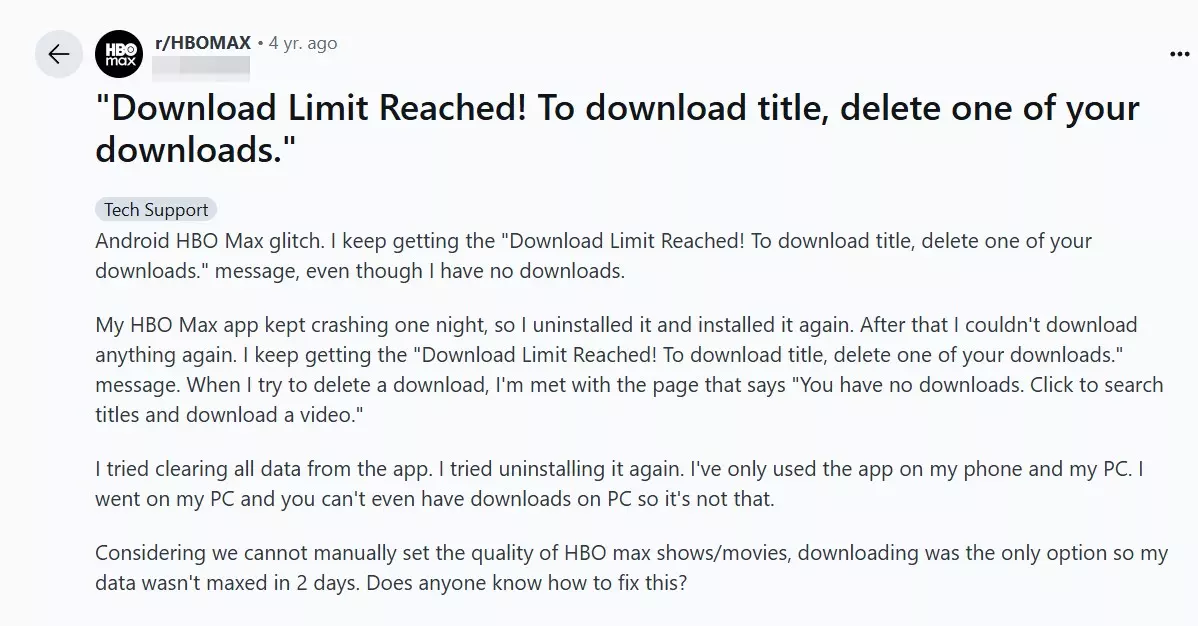 Other users also met the issue that Max download limit reached