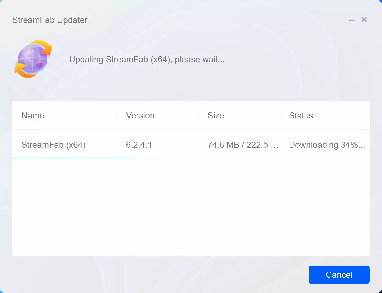 Updating progress of StreamFab