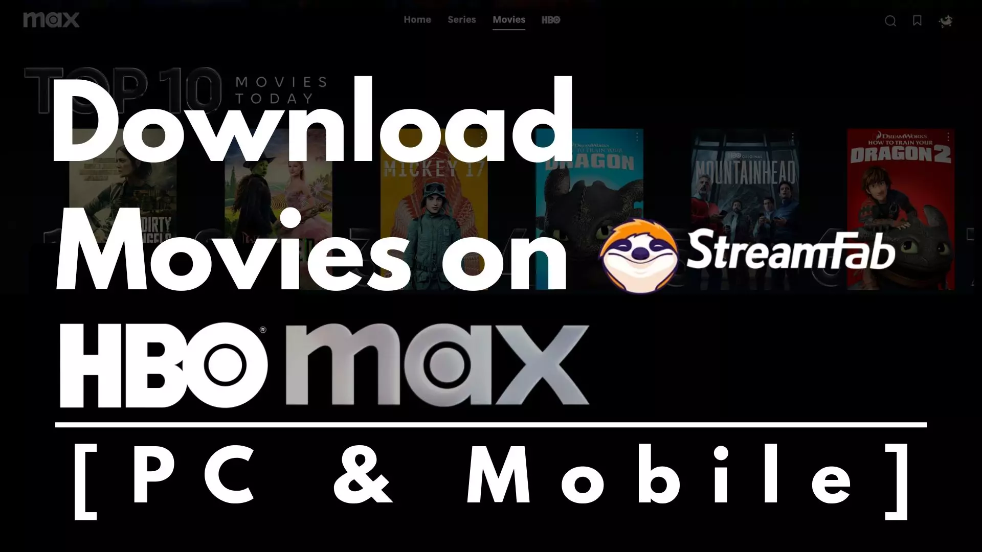 HBO Max device guide showing mobile and desktop download choices
