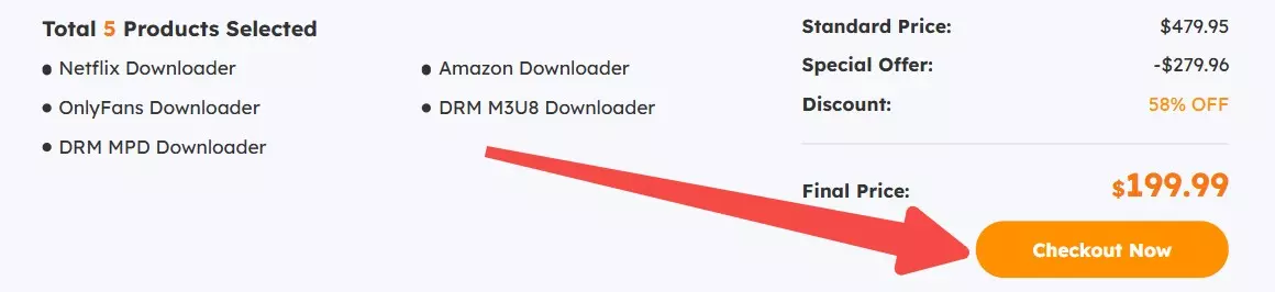 Checkout-Button für das konfigurierte StreamFab MyCombo Bundle