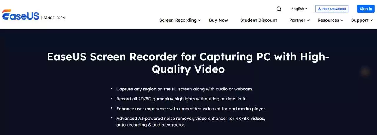 EaseUS RecExperts product screenshot: on-screen recorder for streaming playback up to 720p