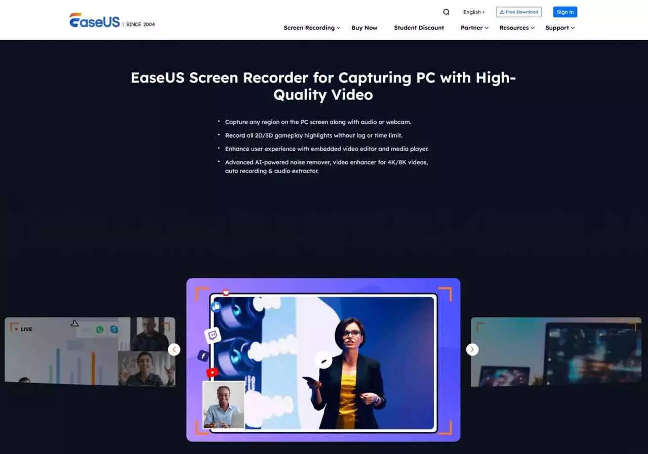 EaseUS RecExperts interface prepared for a desktop recording sample