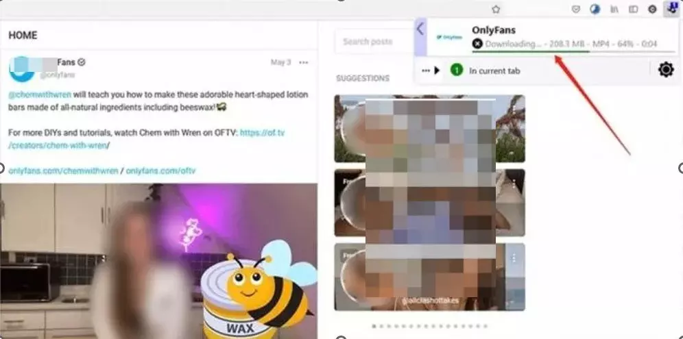 Firefox拡張機能でOnlyFansの保存候補を条件付きで確認する手順画面