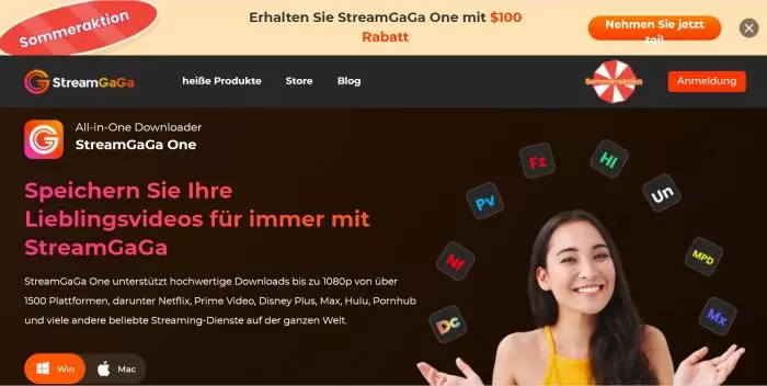 StreamGaGa One Downloader mit integriertem Browser