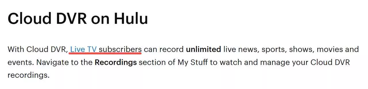 StreamFab guide: Hulu Cloud DVR feature is limited to Hulu + Live TV subscribers