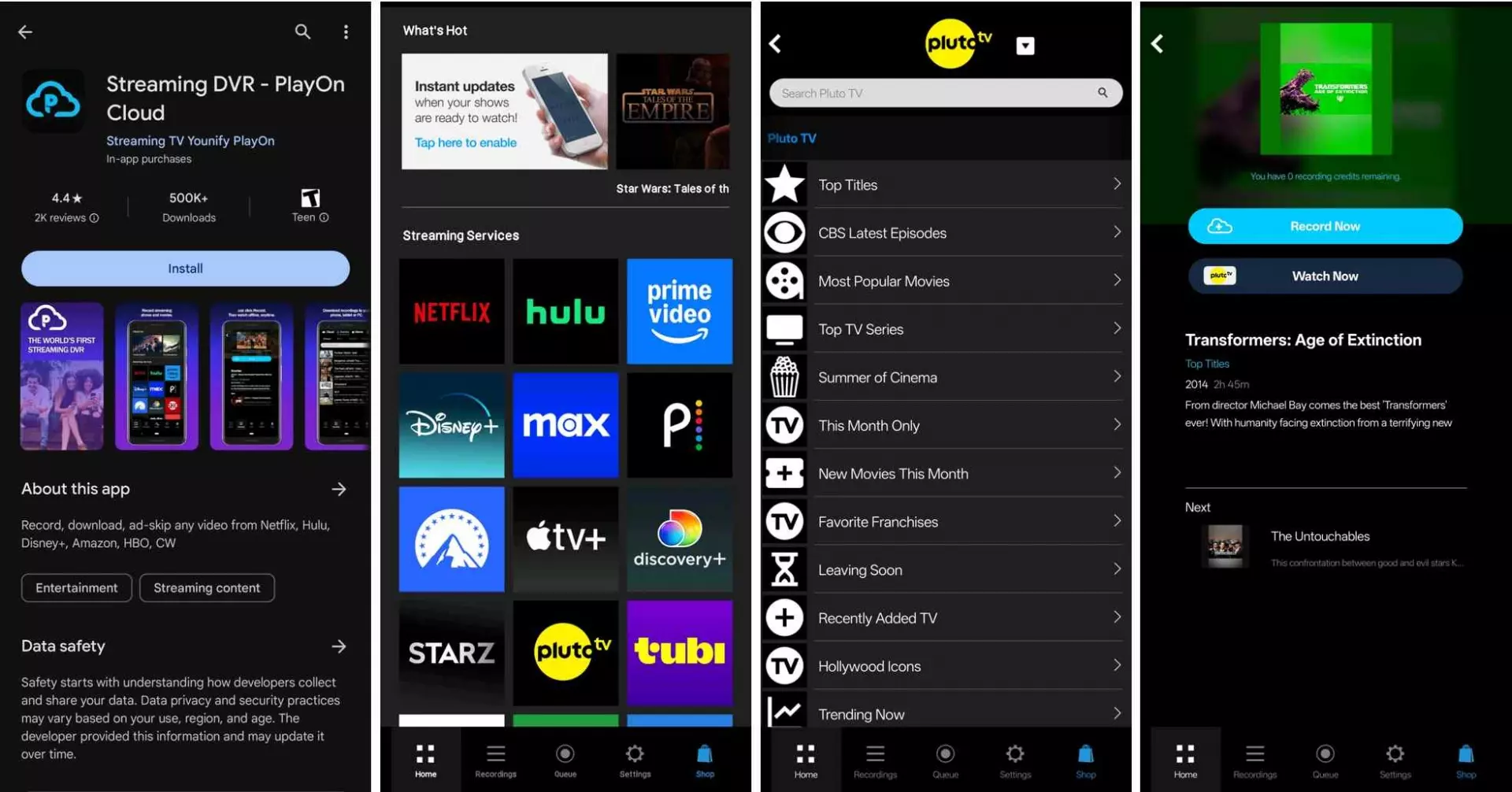 a step-by-step guide image of using playon cloud to record pluto tv on mobile devices