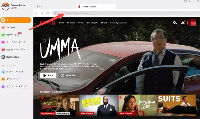 StreamFab で動画を選択しダウンロード設定を行う画面