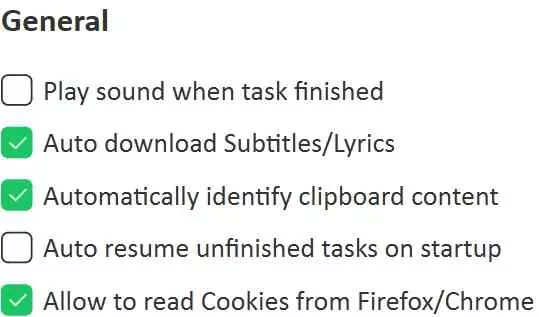 a setting list screenshot of itubego youtube downloader
