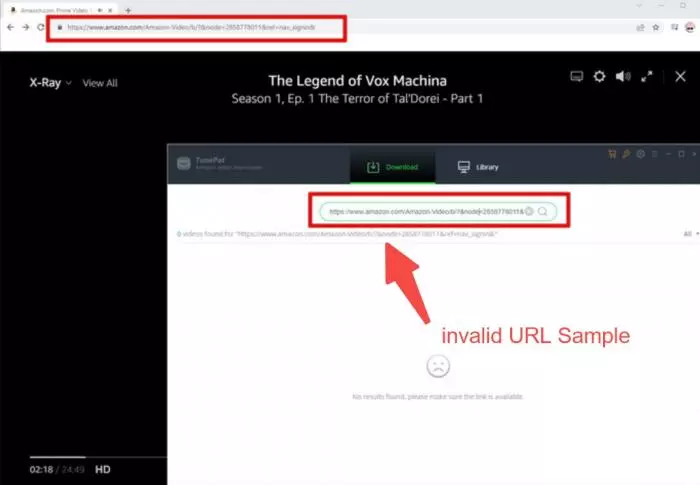 TunePat shows Invalid URL error when pasting a video link