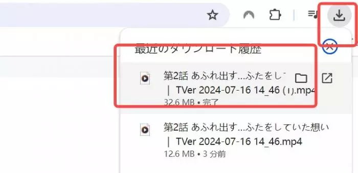 ストリームレコーダー TVer保存ファイル 確認画面