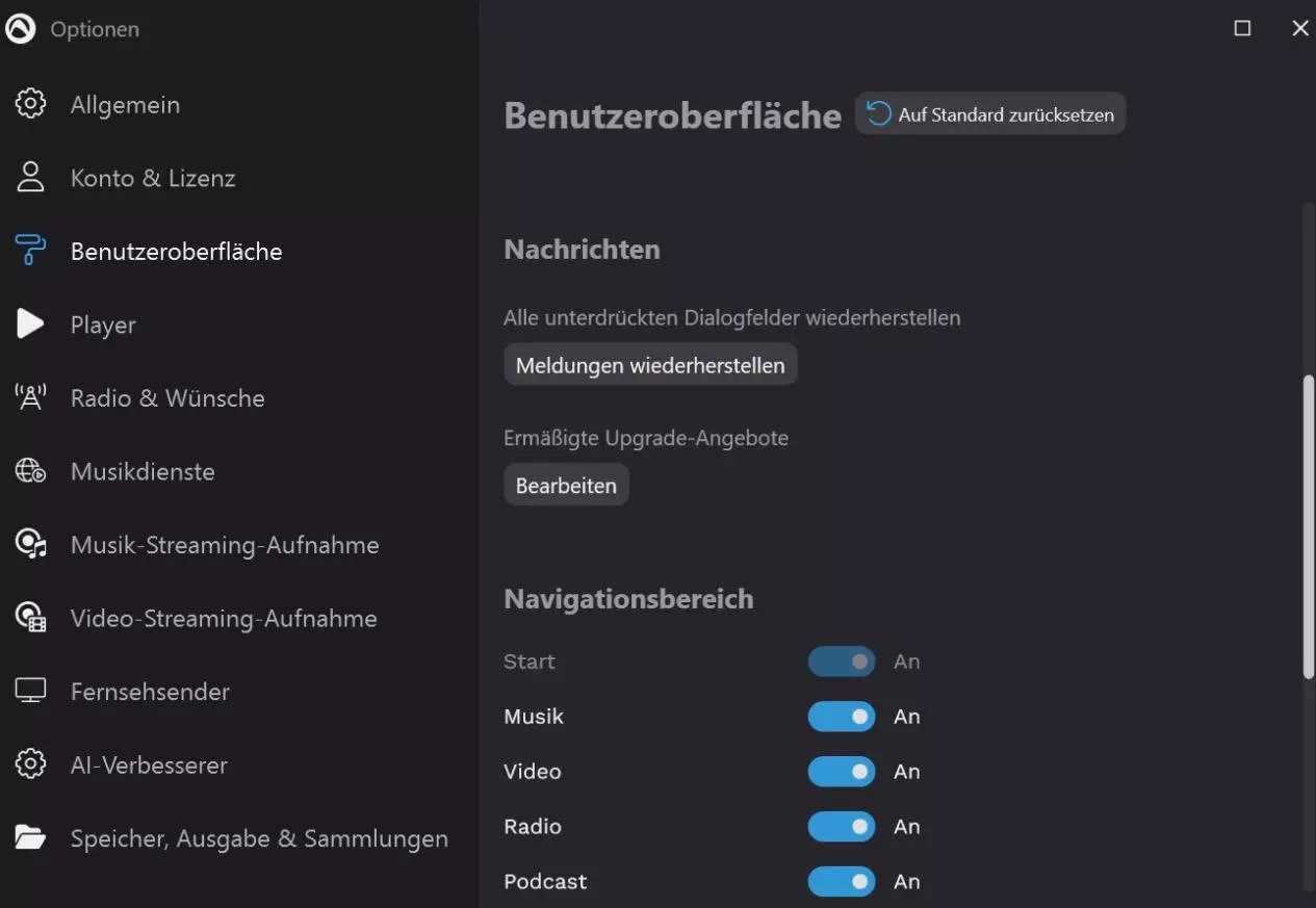 Neue Benutzeroberfläche in Audials One 2026