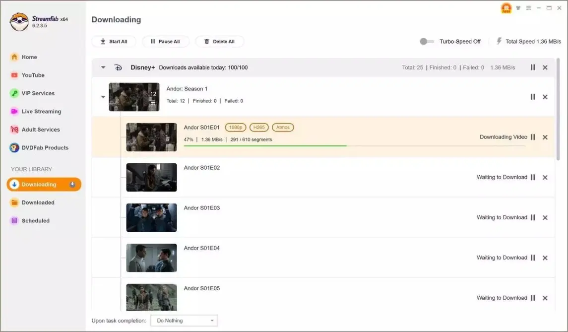 StreamFab 完成 Disney+ 影片下載後在 Mac 本機播放的畫面