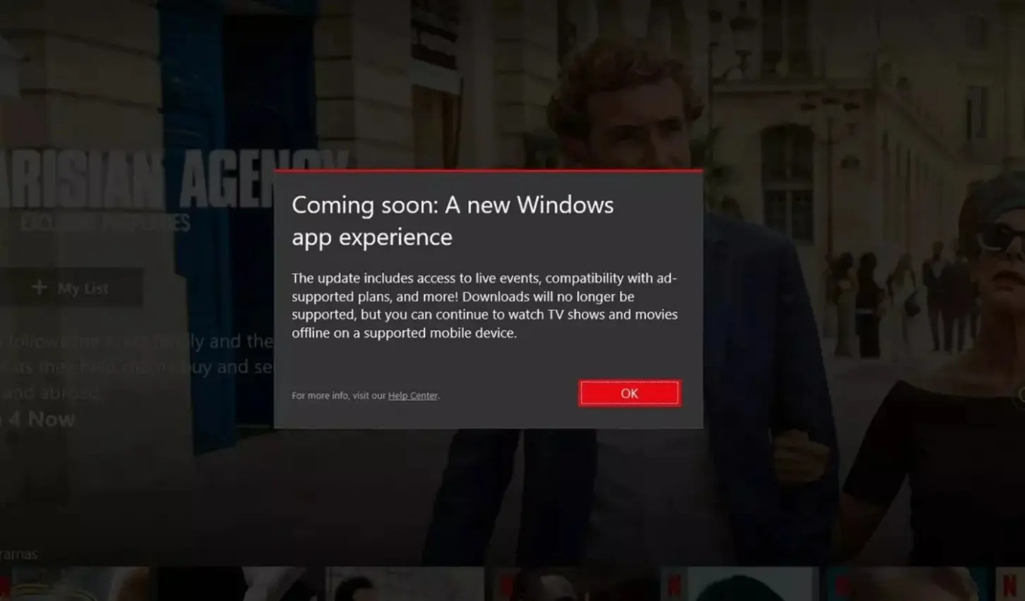 NetflixのPC画面でダウンロードボタンが表示されない状態