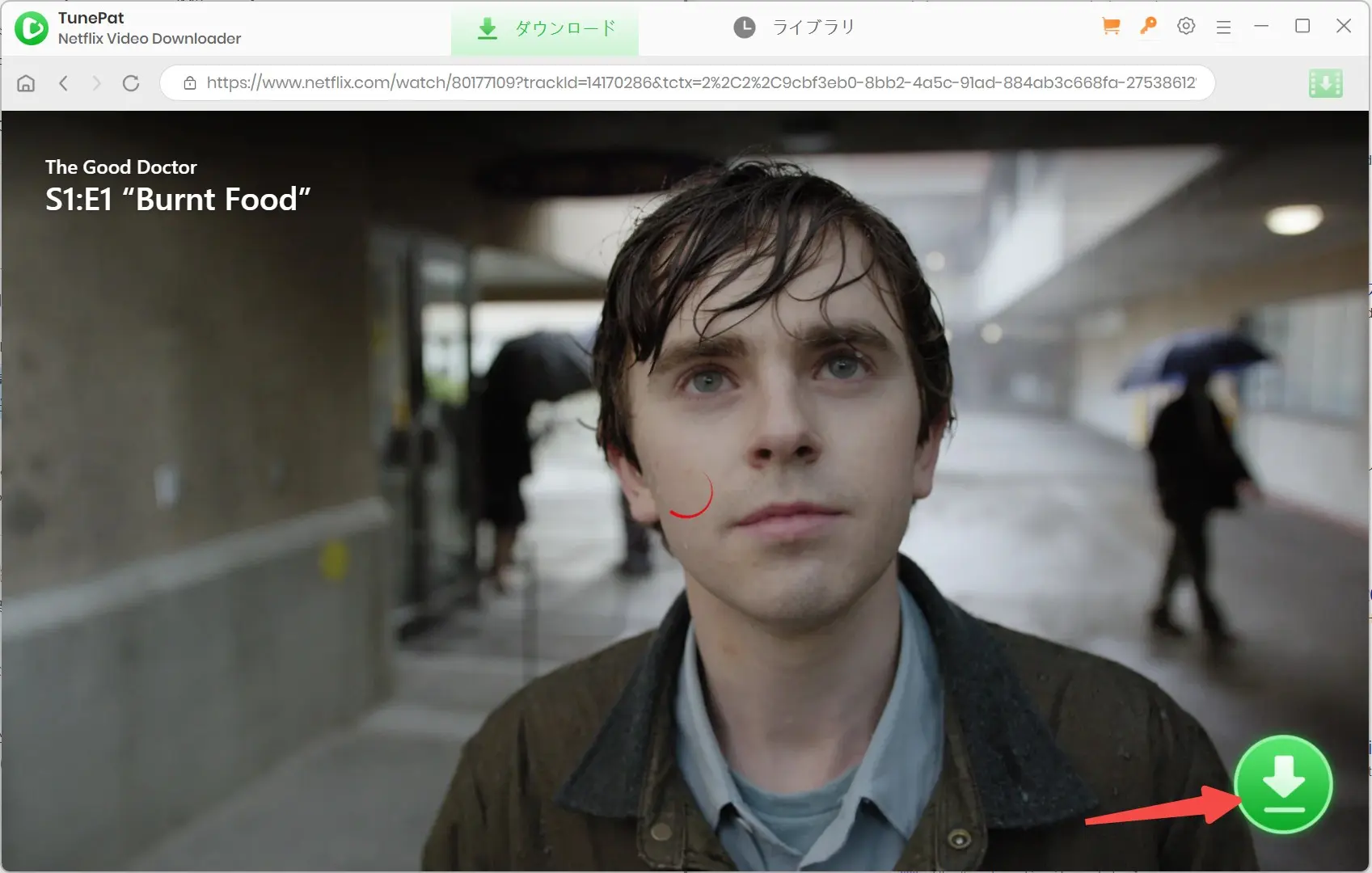 TunePat Netflix Video DownloaderでNetflix作品を検索する操作画面