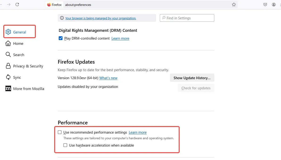 Mozilla Firefox 效能與硬體加速設定位置
