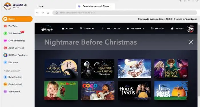 StreamFab 內建瀏覽器登入 Disney+ 帳戶並搜尋想下載的影集