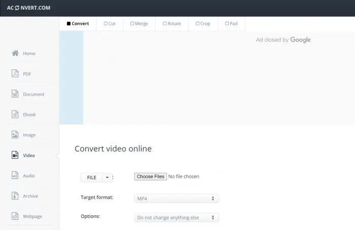 線上 M3U8 轉 MP4 工具的檔案上傳介面