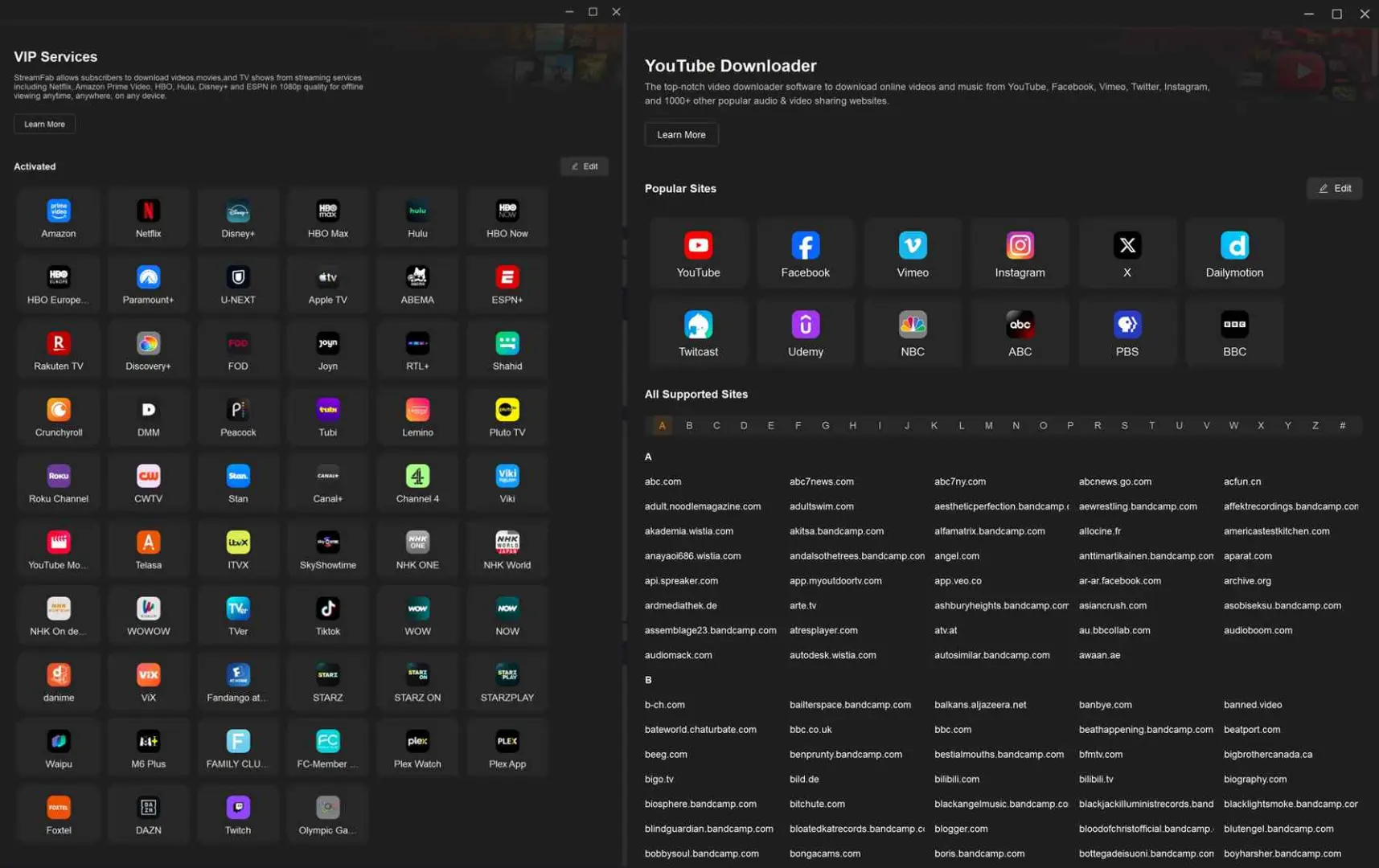 streamfab review: a wide services support range up to more than 60 services