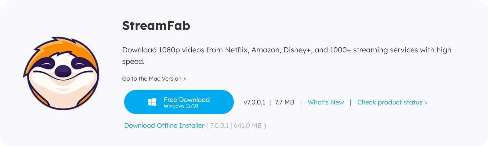 StreamFab 7 téléchargeant l’installateur officiel pour Windows