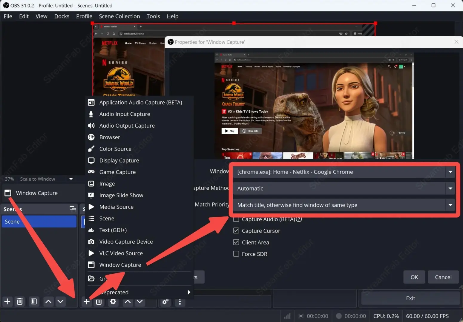 OBS Vorschau ohne schwarzen Bildschirm bei Netflix nach deaktivierter Hardwarebeschleunigung