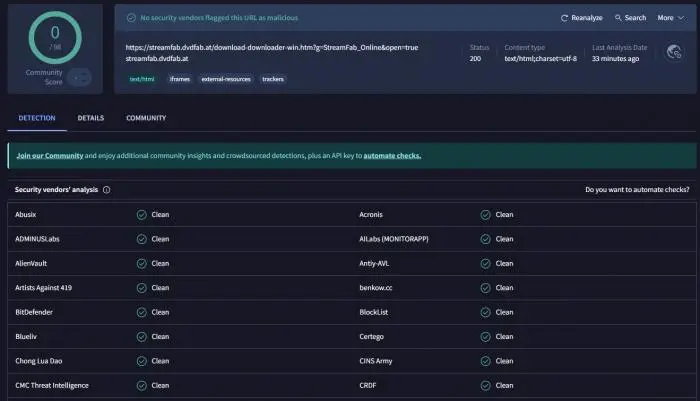Sicherheitsüberprüfung für StreamFab YouTube Downloader