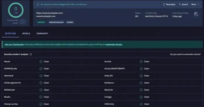 Sicherheitsüberprüfung für Locoloader