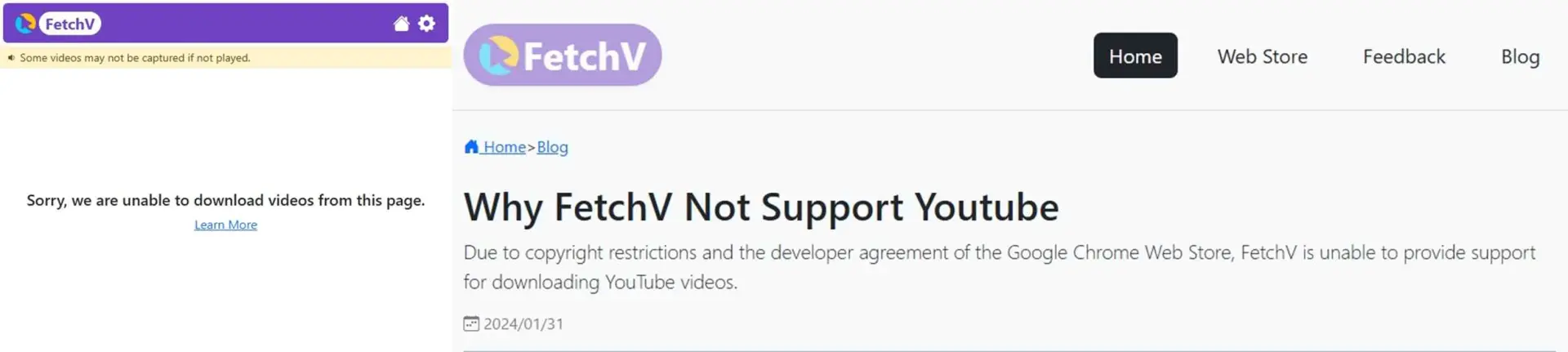 fetchv review: not support youtube