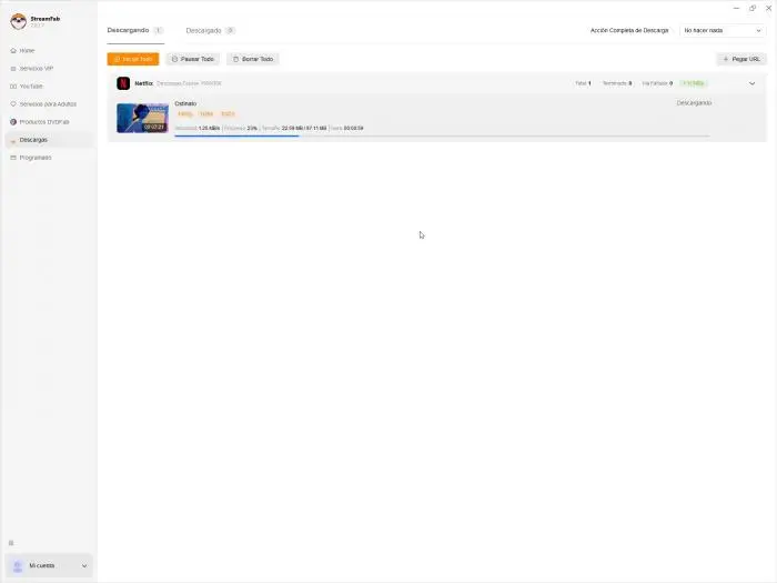 极速下载证明 Prueba de descarga en StreamFab la noche antes del vuelo