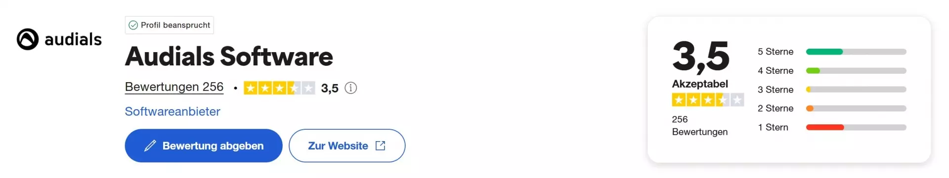 Audials bei TrustPilot