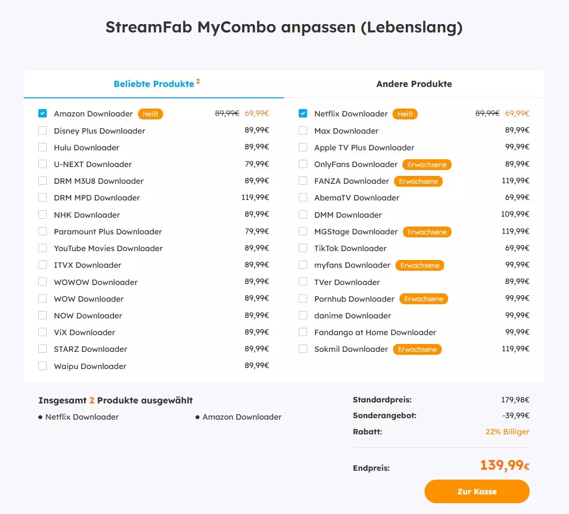 StreamFab MyCombo anpassen (Lebenslang)